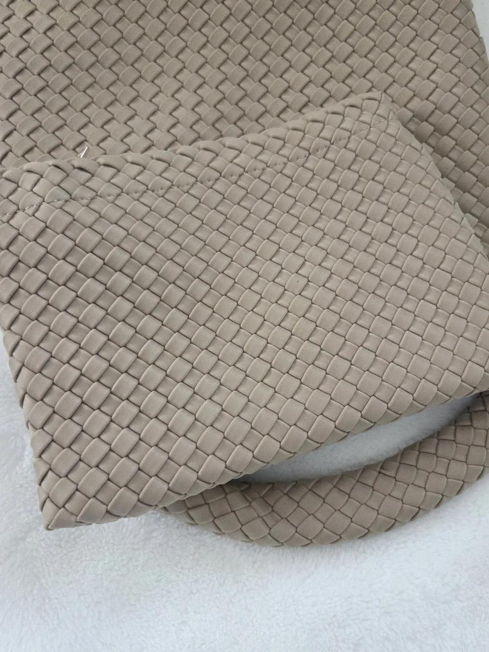 Woven Taupe Hobo Bag with Matching Pouch